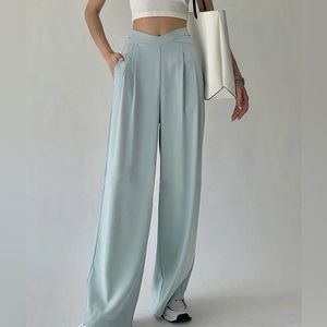 Commense Pleated wide leg blue mint color pants